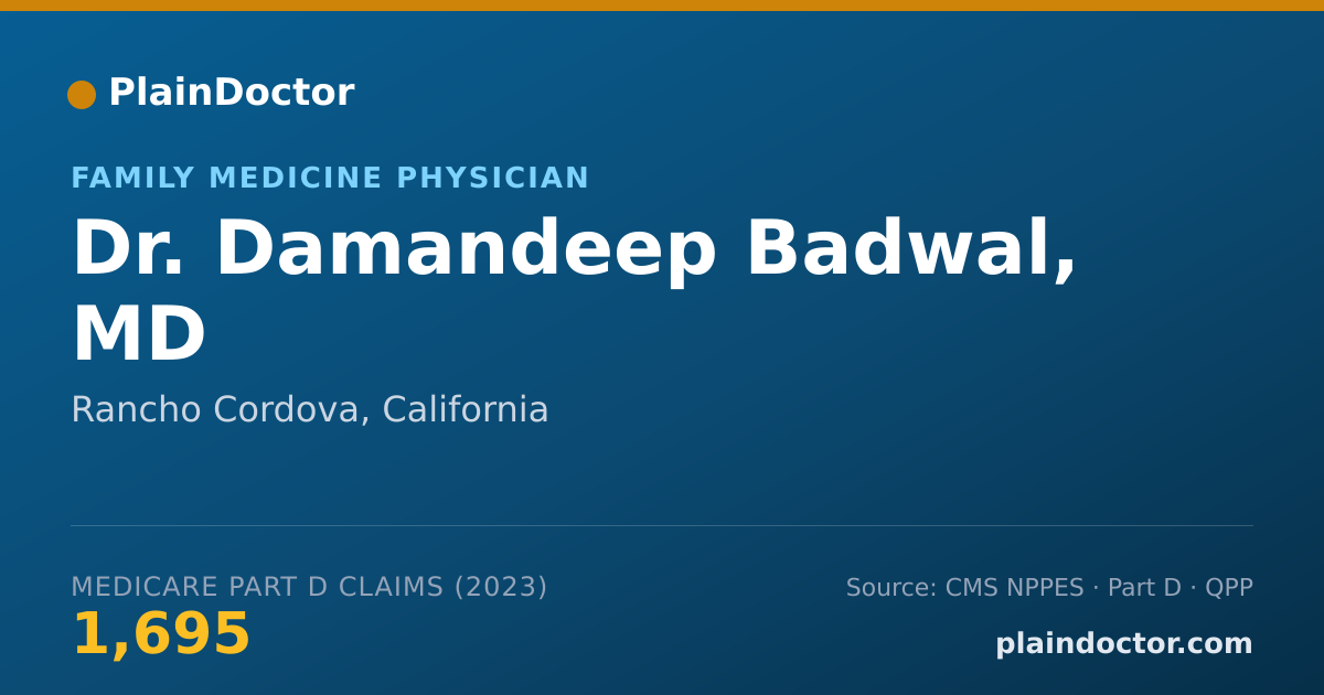 Shareable card for Damandeep Badwal, MD - Family Medicine Physician, Rancho Cordova, CA