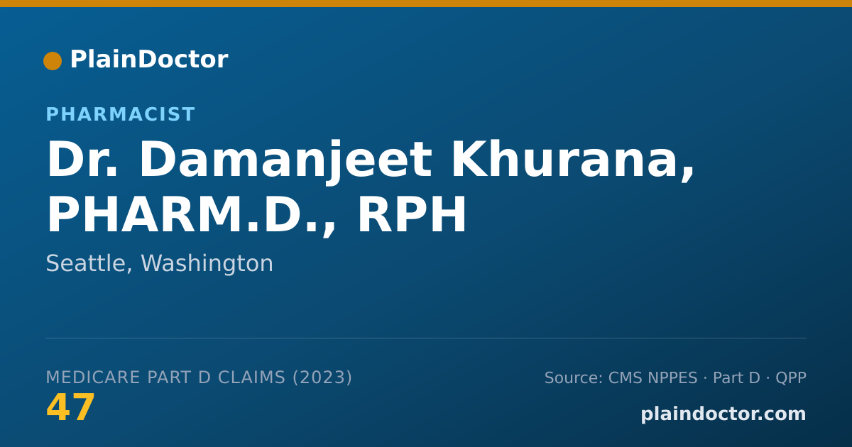 Shareable card for Damanjeet Khurana, PHARM.D., RPH - Pharmacist, Seattle, WA