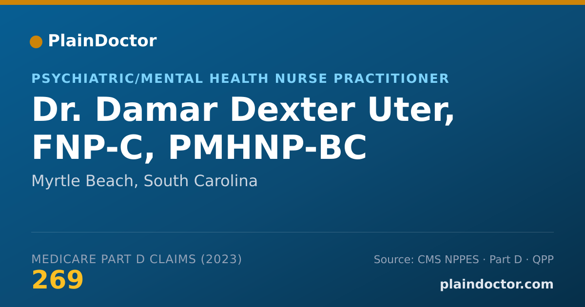 Shareable card for Damar Dexter Uter, FNP-C, PMHNP-BC - Psychiatric/Mental Health Nurse Practitioner, Myrtle Beach, SC
