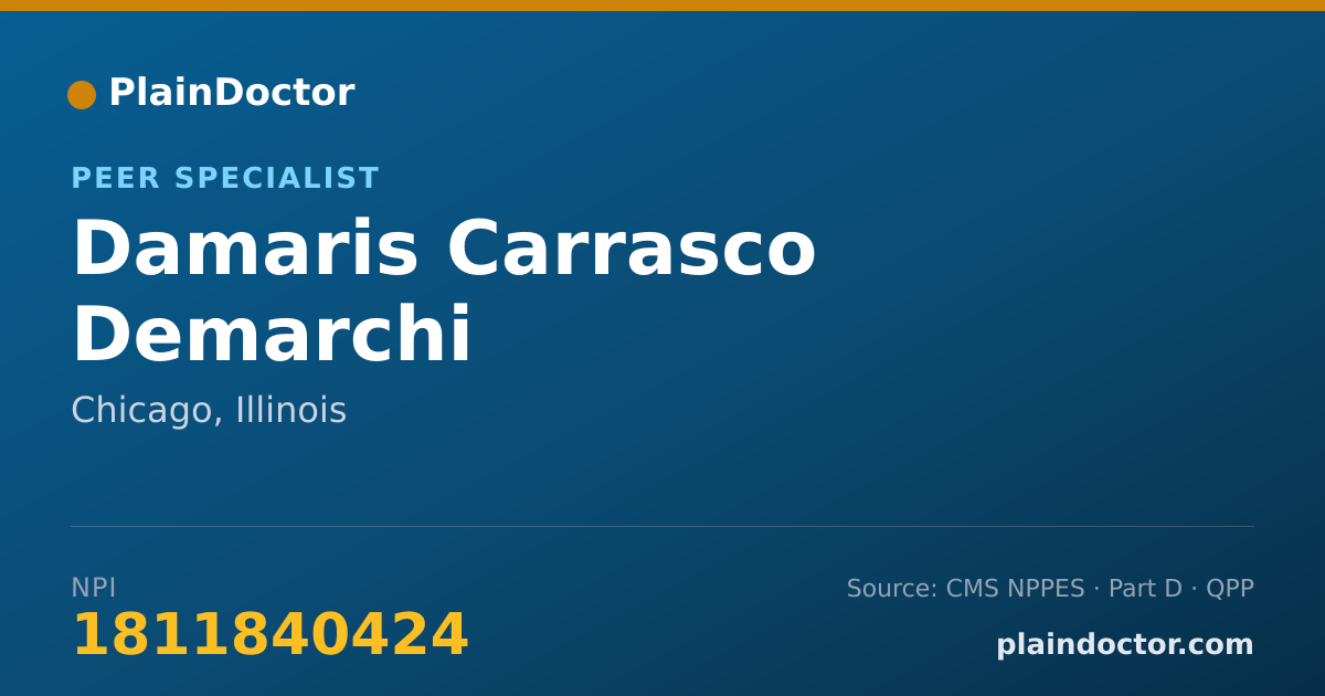 Shareable card for Damaris Carrasco Demarchi - Peer Specialist, Chicago, IL