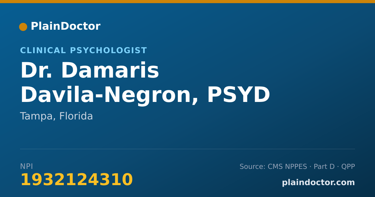 Shareable card for Damaris Davila-Negron, PSYD - Clinical Psychologist, Tampa, FL
