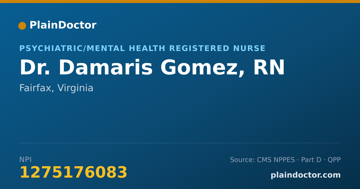 Shareable card for Damaris Gomez, RN - Psychiatric/Mental Health Registered Nurse, Fairfax, VA