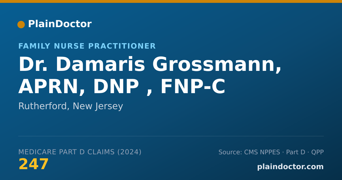 Shareable card for Damaris Grossmann, APRN, DNP , FNP-C - Family Nurse Practitioner, Rutherford, NJ