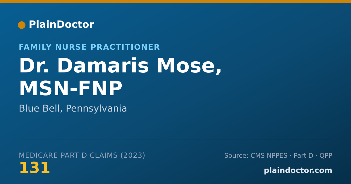 Shareable card for Damaris Mose, MSN-FNP - Family Nurse Practitioner, Blue Bell, PA