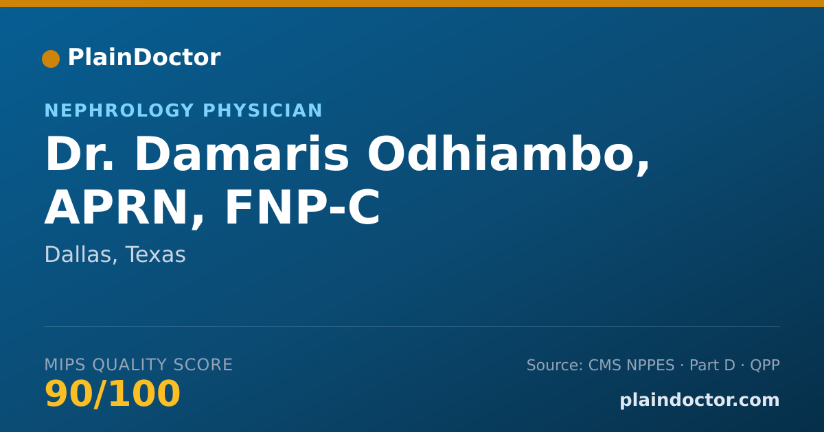 Shareable card for Damaris Odhiambo, APRN, FNP-C - Nephrology Physician, Dallas, TX