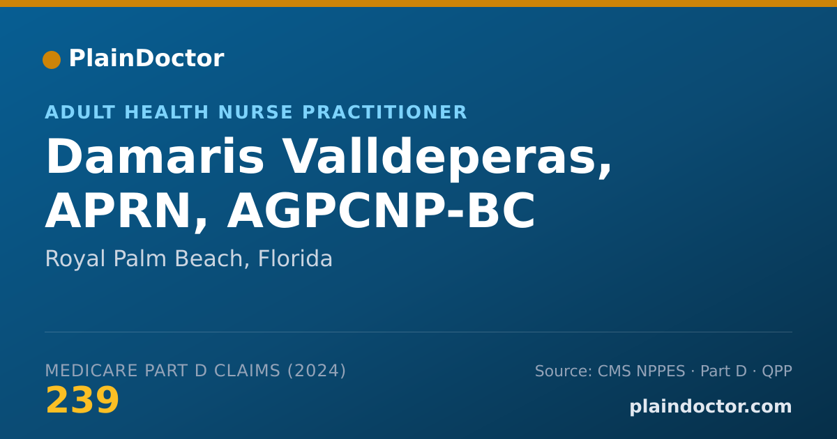 Shareable card for Damaris Valldeperas, APRN, AGPCNP-BC - Adult Health Nurse Practitioner, Royal Palm Beach, FL