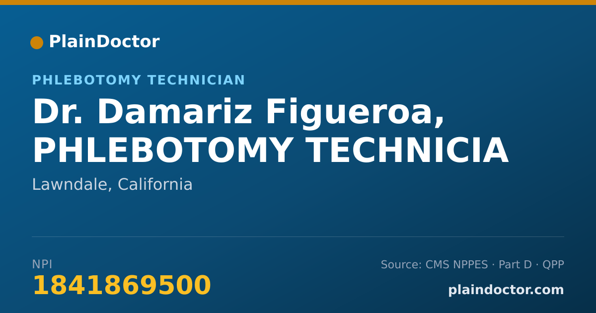 Shareable card for Damariz Figueroa, PHLEBOTOMY TECHNICIA - Phlebotomy Technician, Lawndale, CA