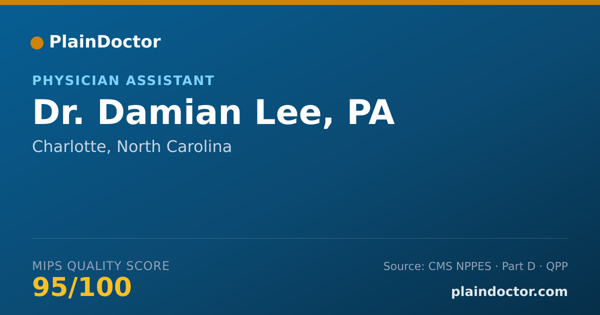 Shareable card for Damian Lee, PA - Physician Assistant, Charlotte, NC
