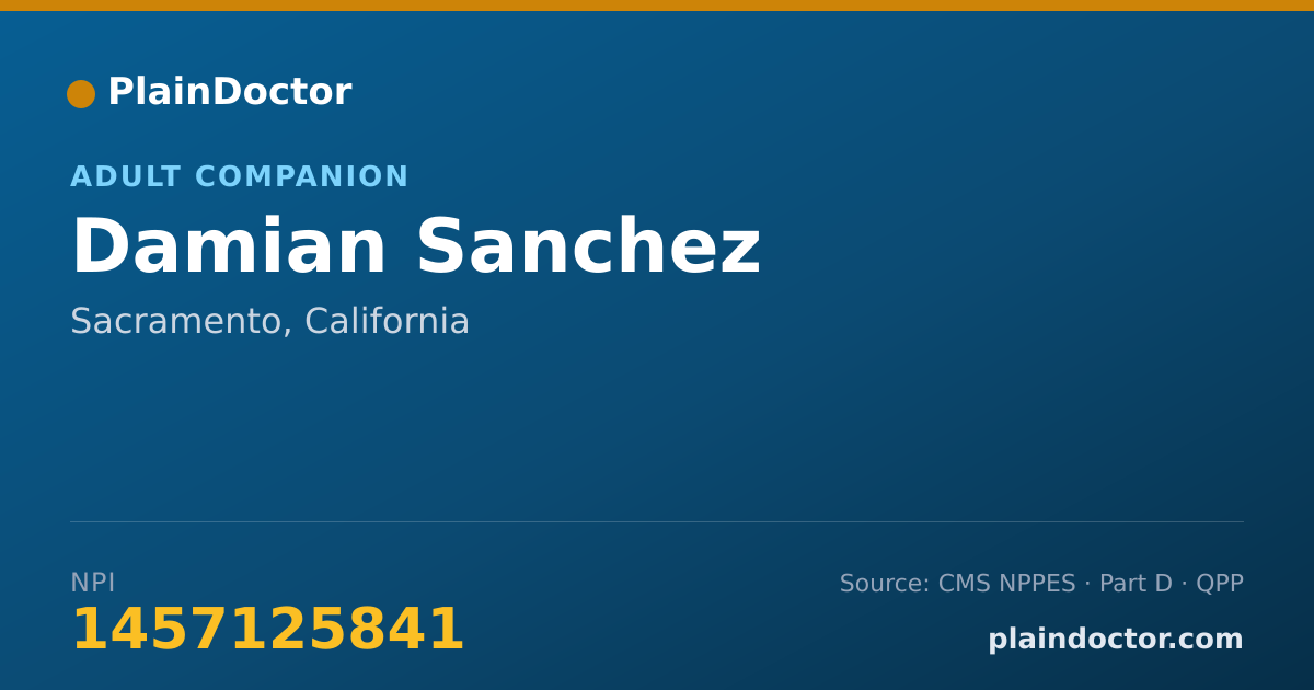 Shareable card for Damian Sanchez - Adult Companion, Sacramento, CA