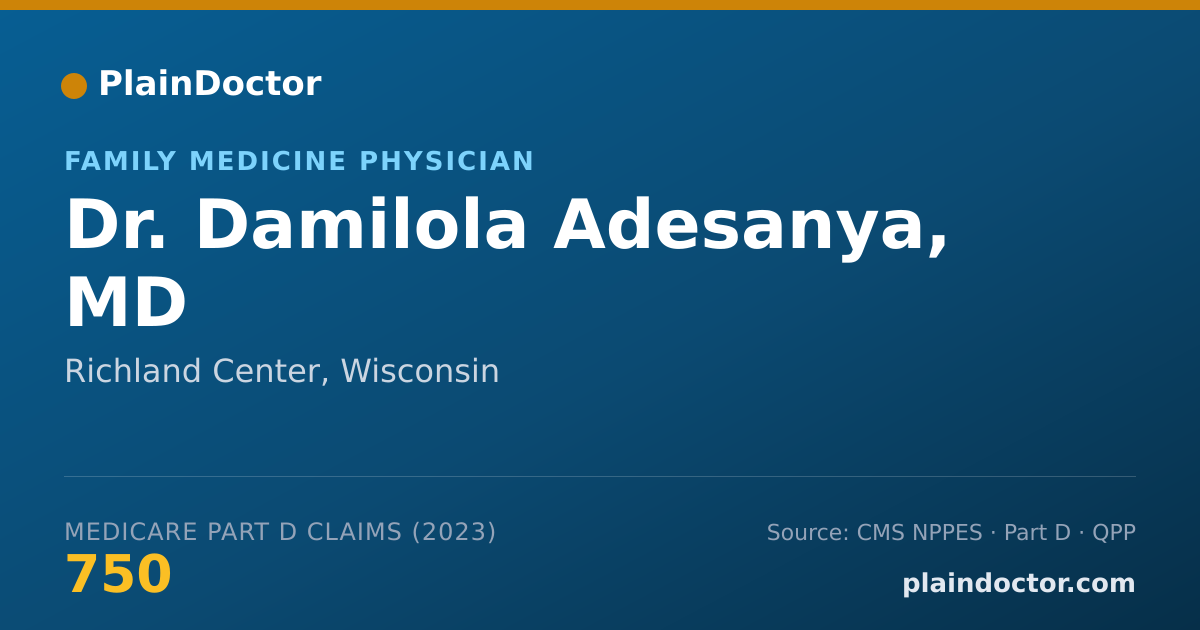 Shareable card for Damilola Adesanya, MD - Family Medicine Physician, Richland Center, WI
