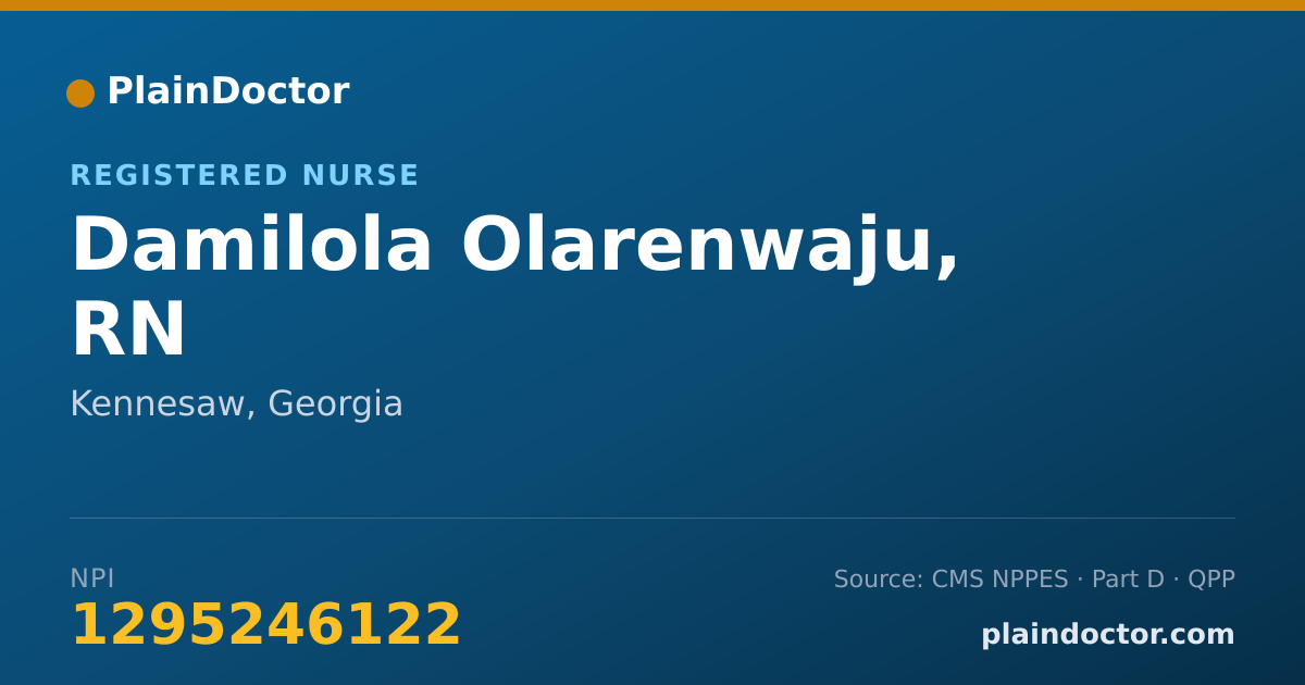 Shareable card for Damilola Olarenwaju, RN - Registered Nurse, Kennesaw, GA