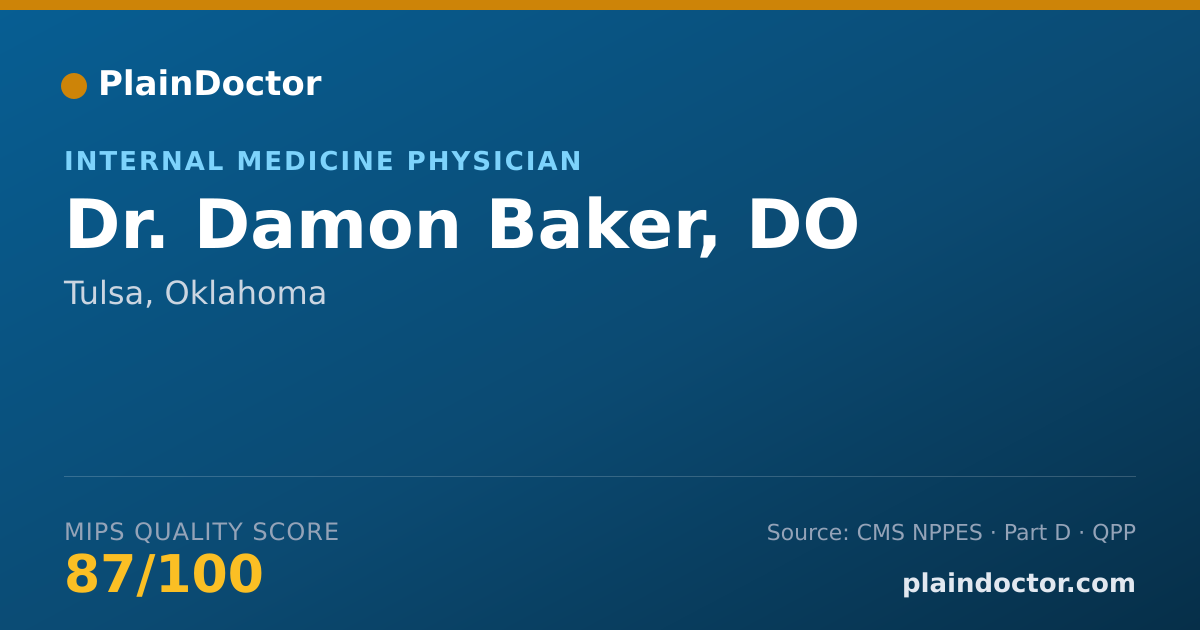 Shareable card for Damon Baker, DO - Internal Medicine Physician, Tulsa, OK