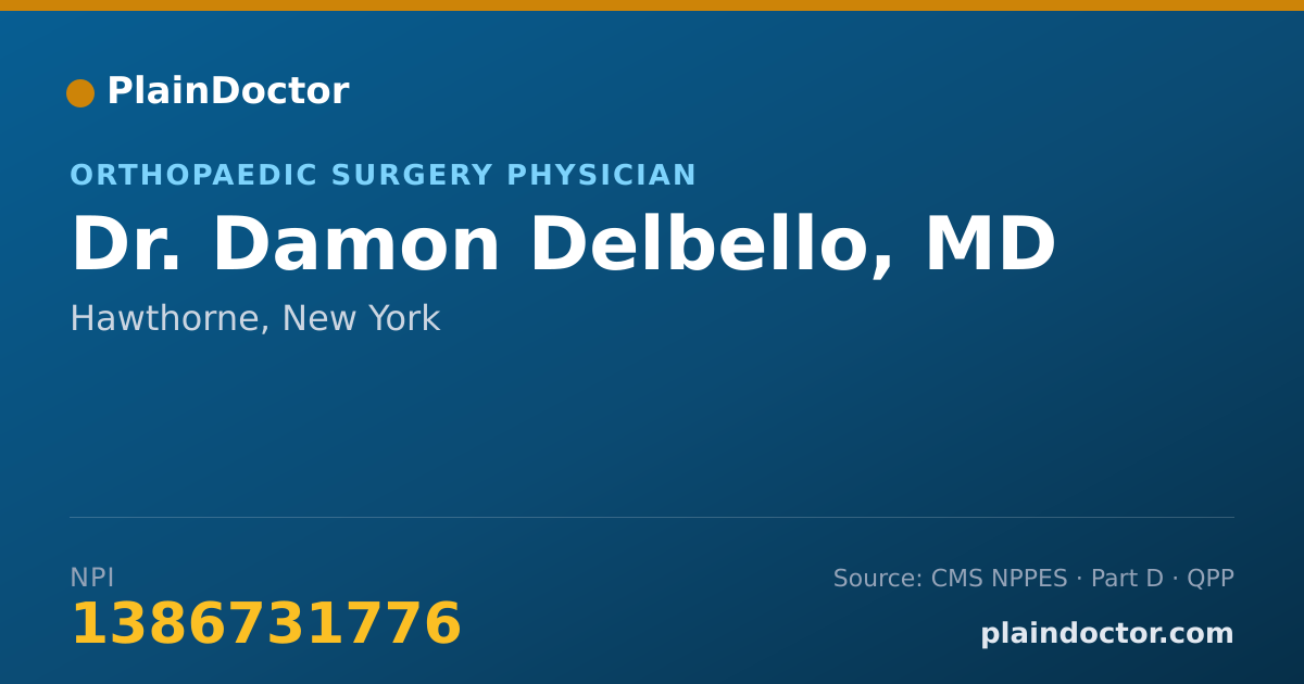 Shareable card for Damon Delbello, MD - Orthopaedic Surgery Physician, Hawthorne, NY