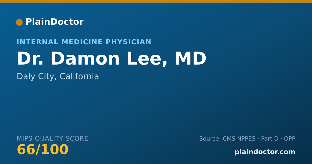 Shareable card for Damon Lee, MD - Internal Medicine Physician, Daly City, CA