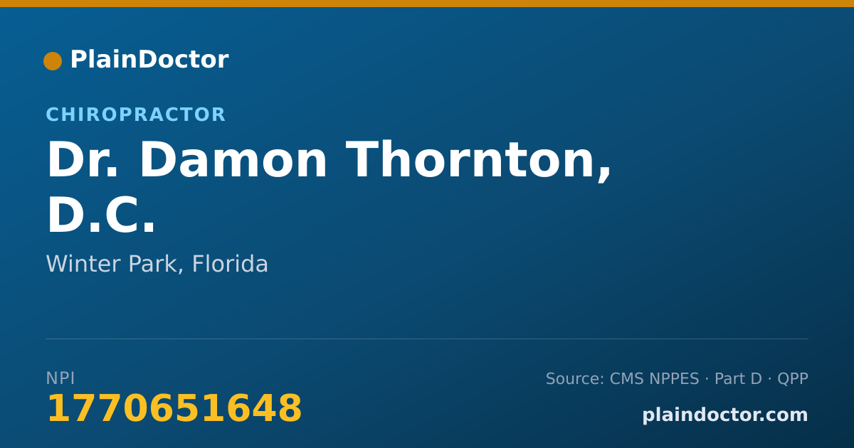 Shareable card for Damon Thornton, D.C. - Chiropractor, Winter Park, FL