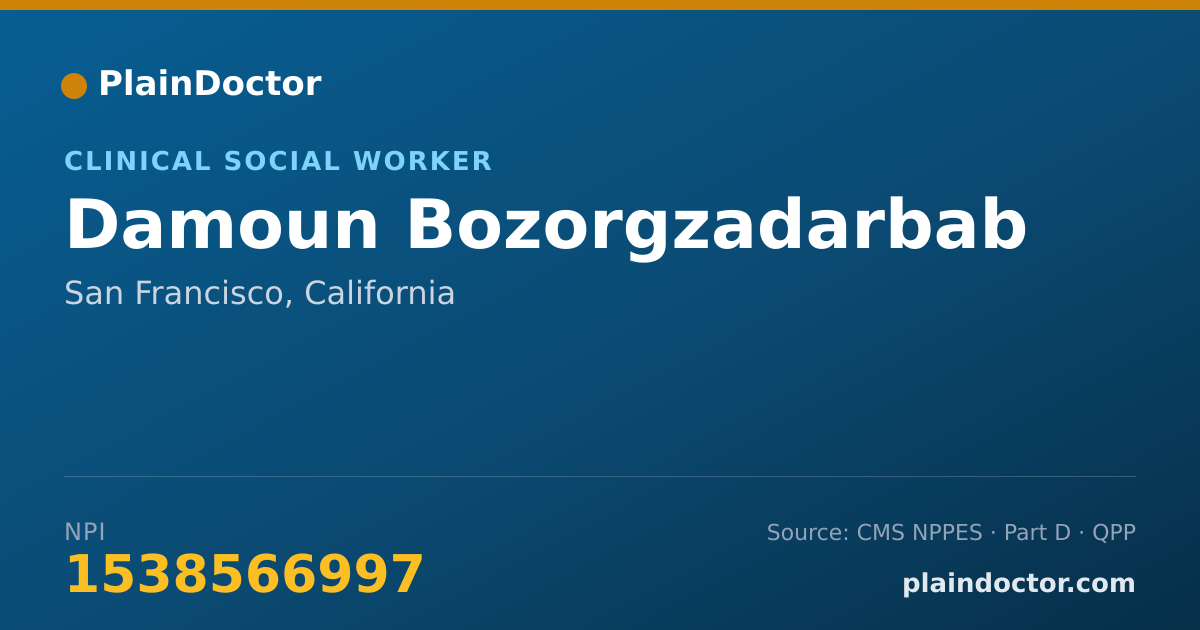 Shareable card for Damoun Bozorgzadarbab - Clinical Social Worker, San Francisco, CA