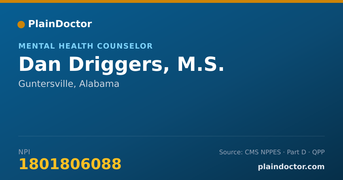 Shareable card for Dan Driggers, M.S. - Mental Health Counselor, Guntersville, AL