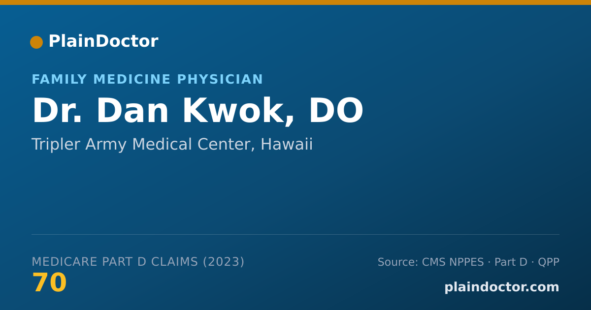 Shareable card for Dan Kwok, DO - Family Medicine Physician, Tripler Army Medical Center, HI