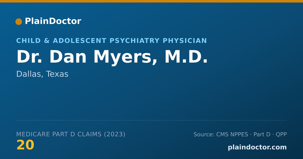 Shareable card for Dan Myers, M.D. - Child & Adolescent Psychiatry Physician, Dallas, TX
