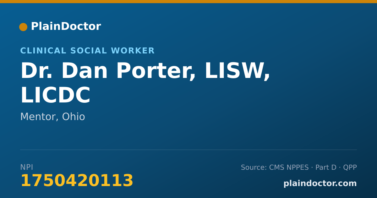 Shareable card for Dan Porter, LISW, LICDC - Clinical Social Worker, Mentor, OH