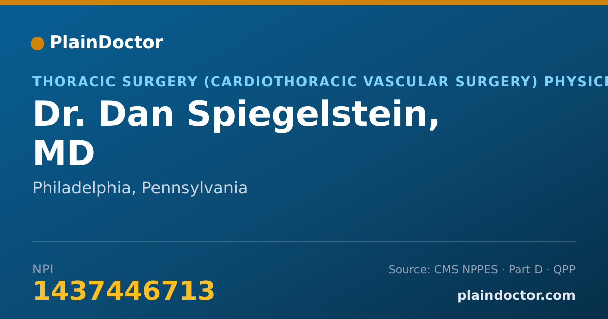 Shareable card for Dan Spiegelstein, MD - Thoracic Surgery (Cardiothoracic Vascular Surgery) Physician, Philadelphia, PA