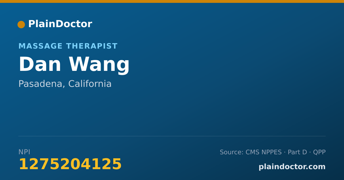 Shareable card for Dan Wang - Massage Therapist, Pasadena, CA