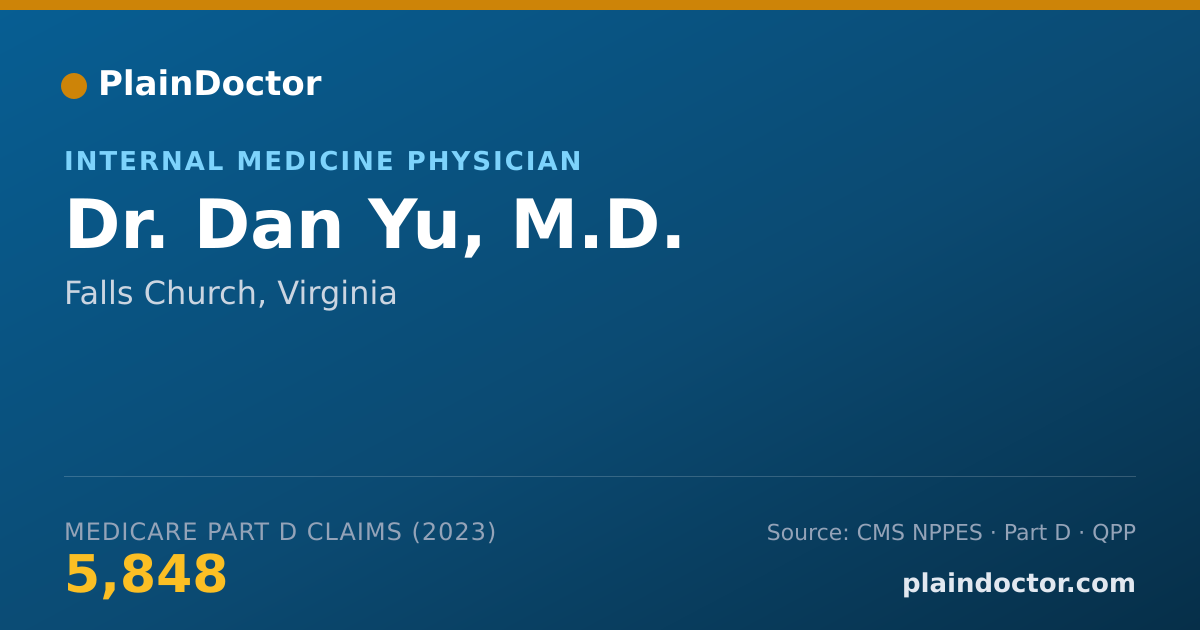 Shareable card for Dan Yu, M.D. - Internal Medicine Physician, Falls Church, VA