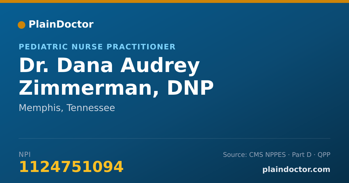 Shareable card for Dana Audrey Zimmerman, DNP - Pediatric Nurse Practitioner, Memphis, TN