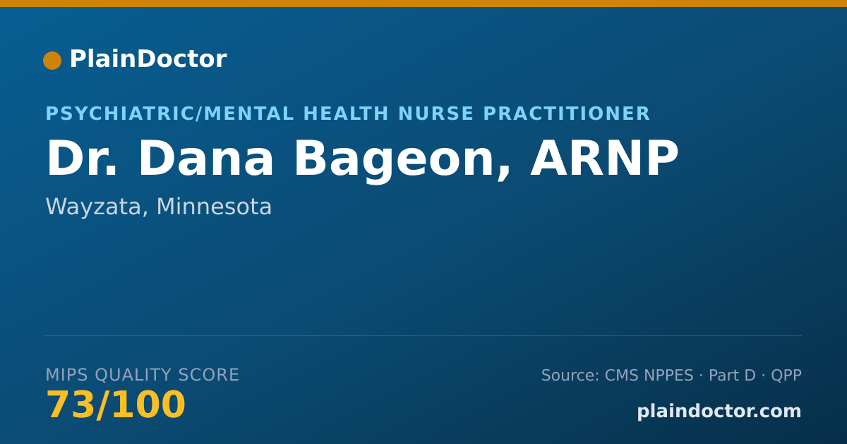Shareable card for Dana Bageon, ARNP - Psychiatric/Mental Health Nurse Practitioner, Wayzata, MN