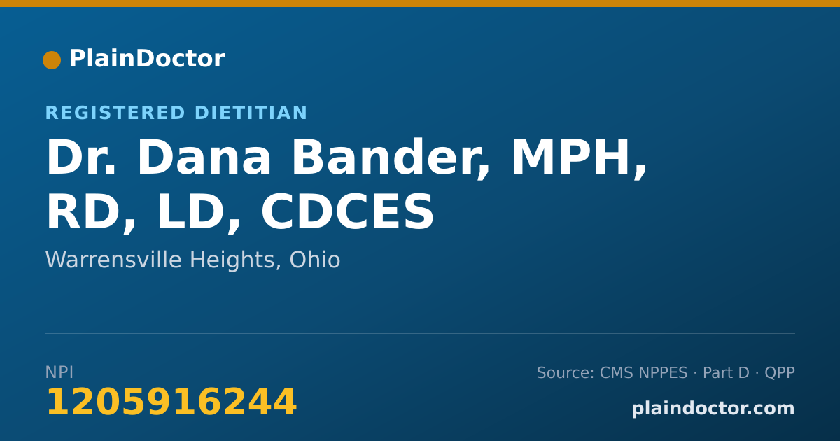 Shareable card for Dana Bander, MPH, RD, LD, CDCES - Registered Dietitian, Warrensville Heights, OH