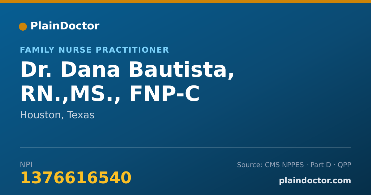 Shareable card for Dana Bautista, RN.,MS., FNP-C - Family Nurse Practitioner, Houston, TX