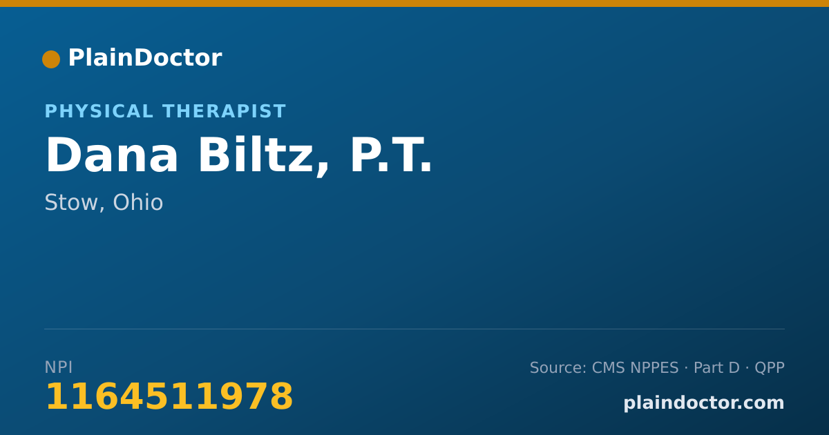 Shareable card for Dana Biltz, P.T. - Physical Therapist, Stow, OH