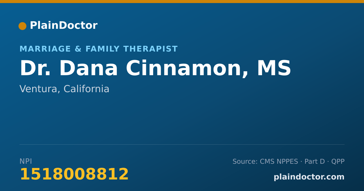 Shareable card for Dana Cinnamon, MS - Marriage & Family Therapist, Ventura, CA