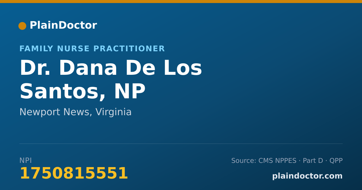 Shareable card for Dana De Los Santos, NP - Family Nurse Practitioner, Newport News, VA