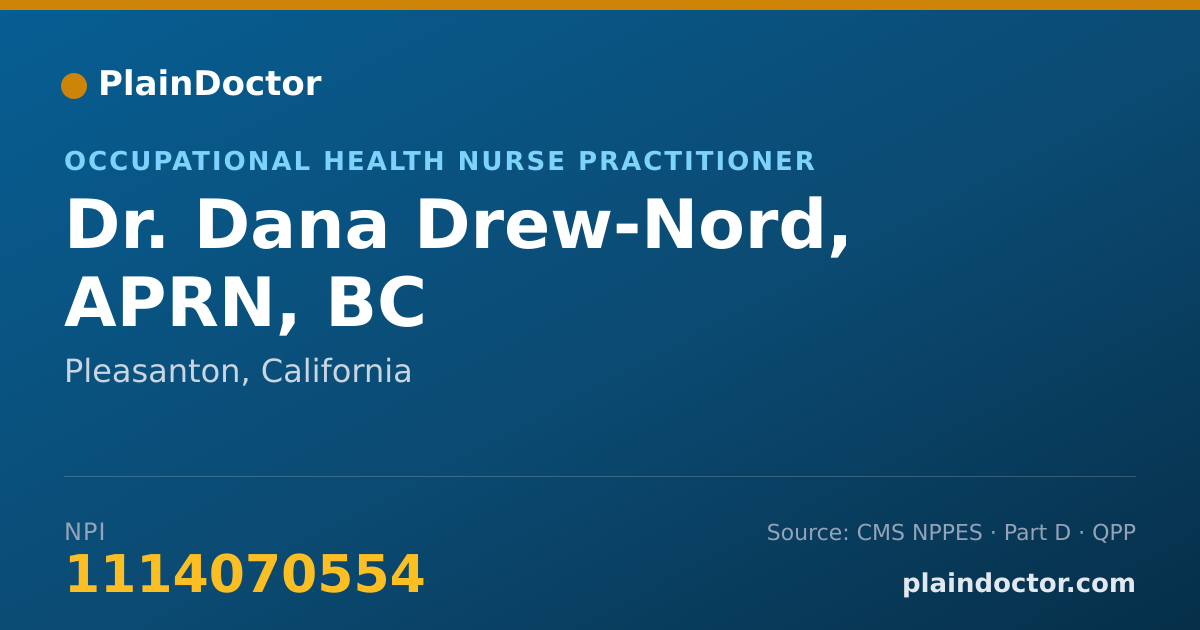 Shareable card for Dana Drew-Nord, APRN, BC - Occupational Health Nurse Practitioner, Pleasanton, CA