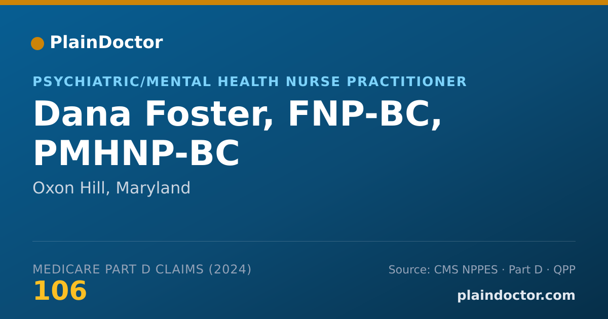 Shareable card for Dana Foster, FNP-BC, PMHNP-BC - Psychiatric/Mental Health Nurse Practitioner, Oxon Hill, MD