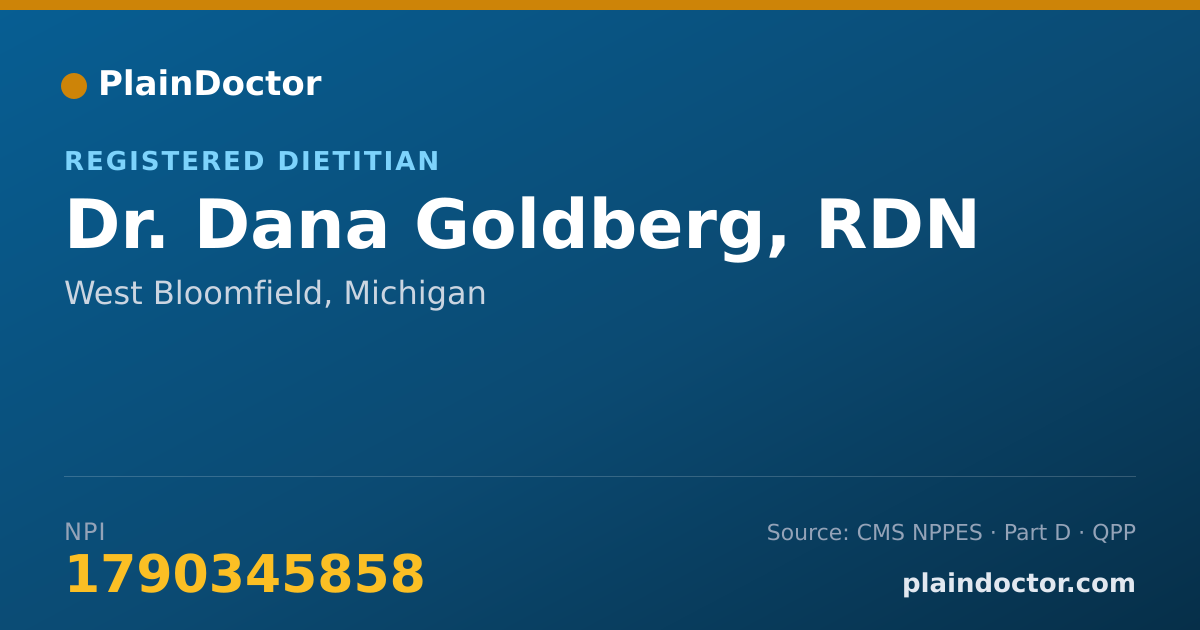 Shareable card for Dana Goldberg, RDN - Registered Dietitian, West Bloomfield, MI