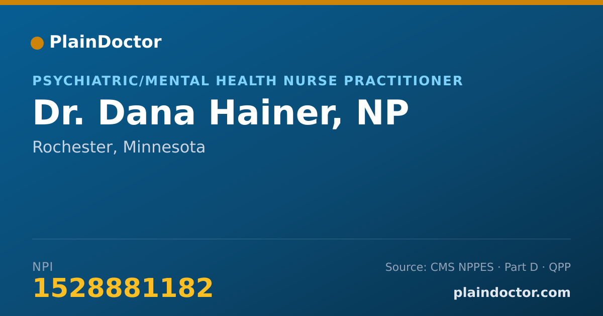Shareable card for Dana Hainer, NP - Psychiatric/Mental Health Nurse Practitioner, Rochester, MN