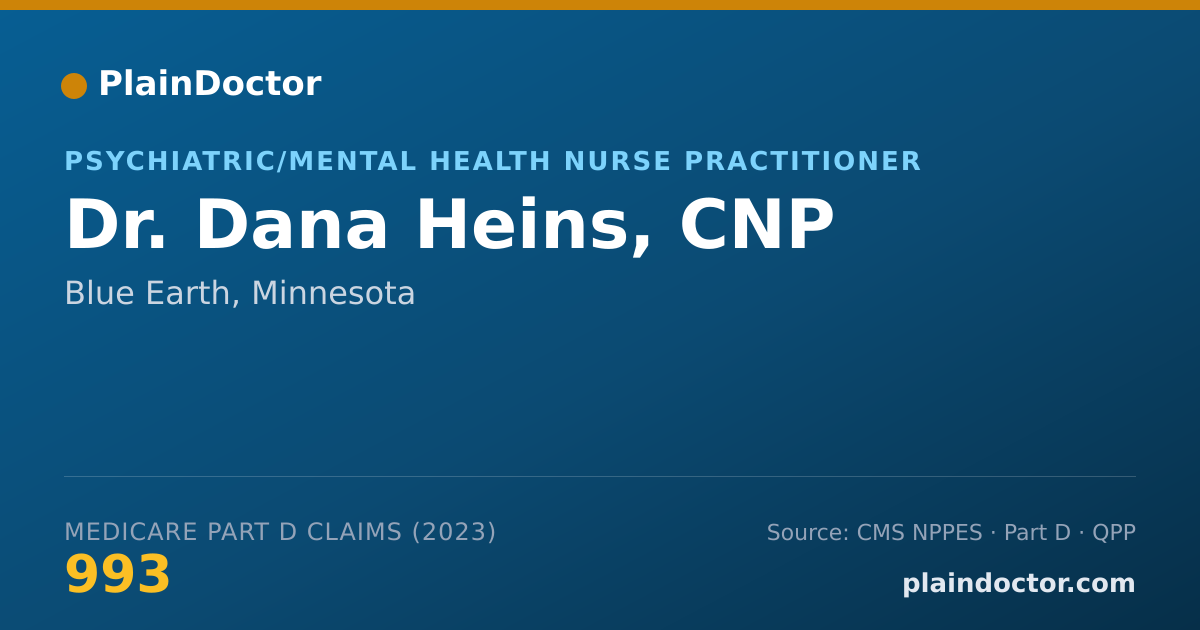 Shareable card for Dana Heins, CNP - Psychiatric/Mental Health Nurse Practitioner, Blue Earth, MN