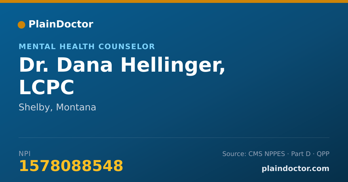 Shareable card for Dana Hellinger, LCPC - Mental Health Counselor, Shelby, MT