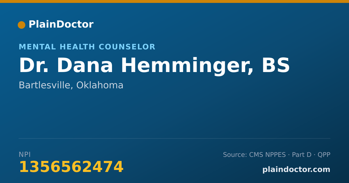 Shareable card for Dana Hemminger, BS - Mental Health Counselor, Bartlesville, OK