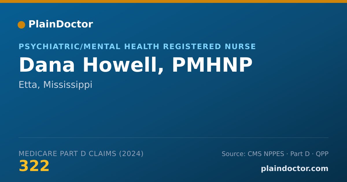 Shareable card for Dana Howell, PMHNP - Psychiatric/Mental Health Registered Nurse, Etta, MS