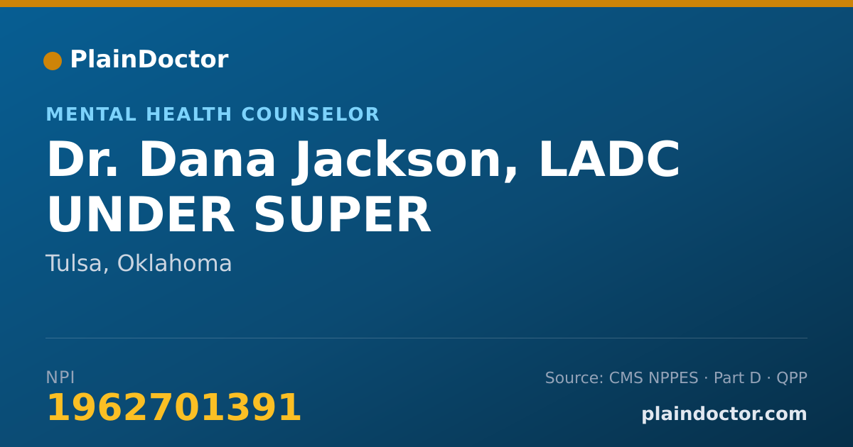 Shareable card for Dana Jackson, LADC UNDER SUPER - Mental Health Counselor, Tulsa, OK