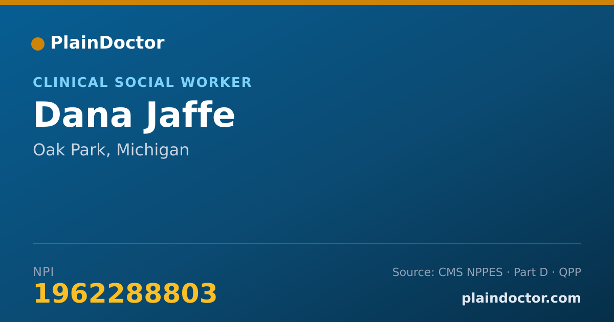 Shareable card for Dana Jaffe - Clinical Social Worker, Oak Park, MI