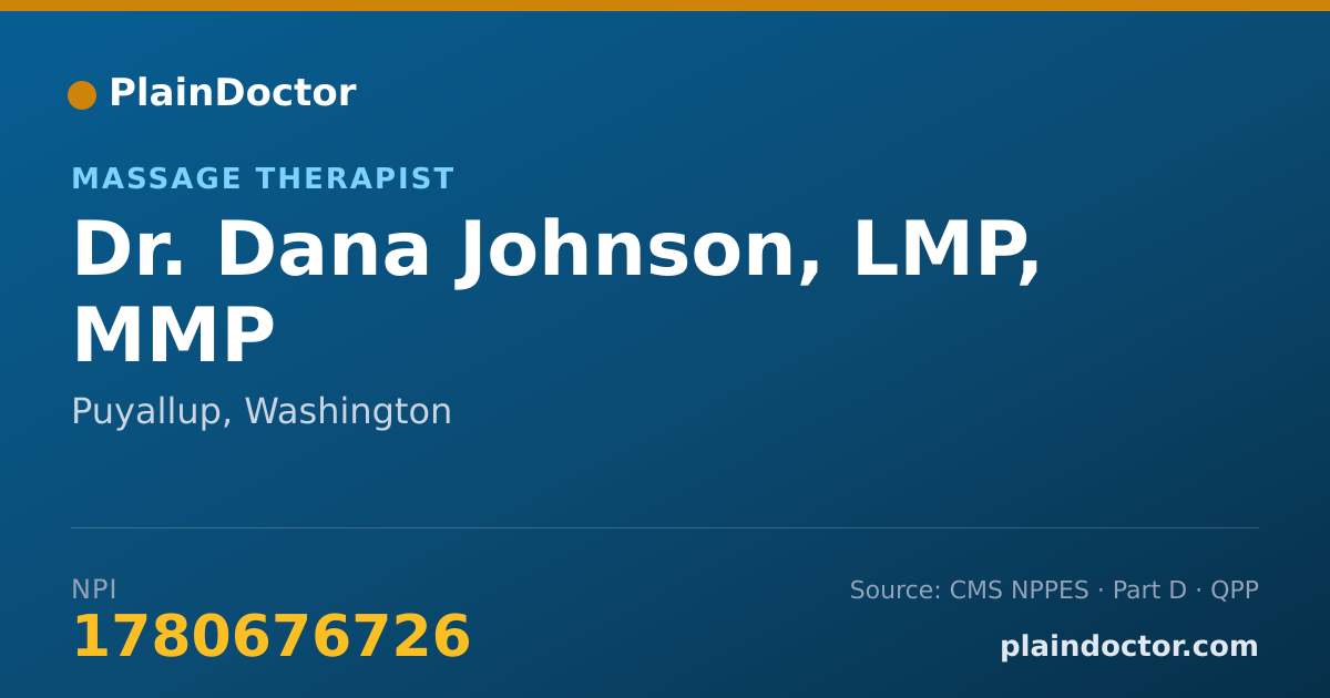 Shareable card for Dana Johnson, LMP, MMP - Massage Therapist, Puyallup, WA