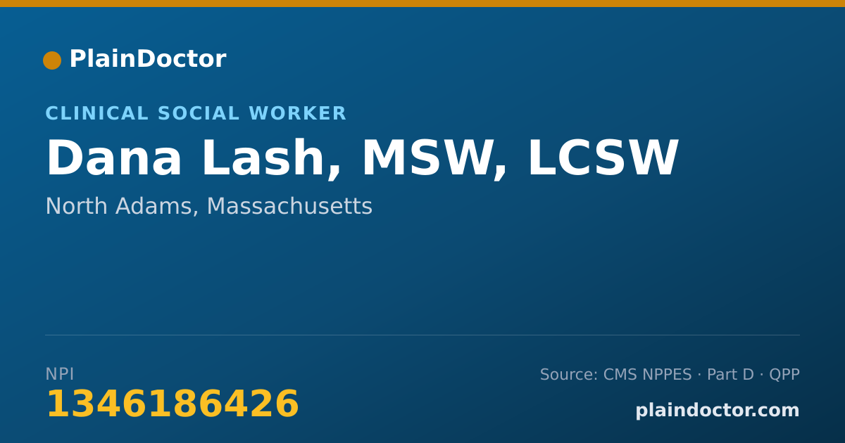 Shareable card for Dana Lash, MSW, LCSW - Clinical Social Worker, North Adams, MA