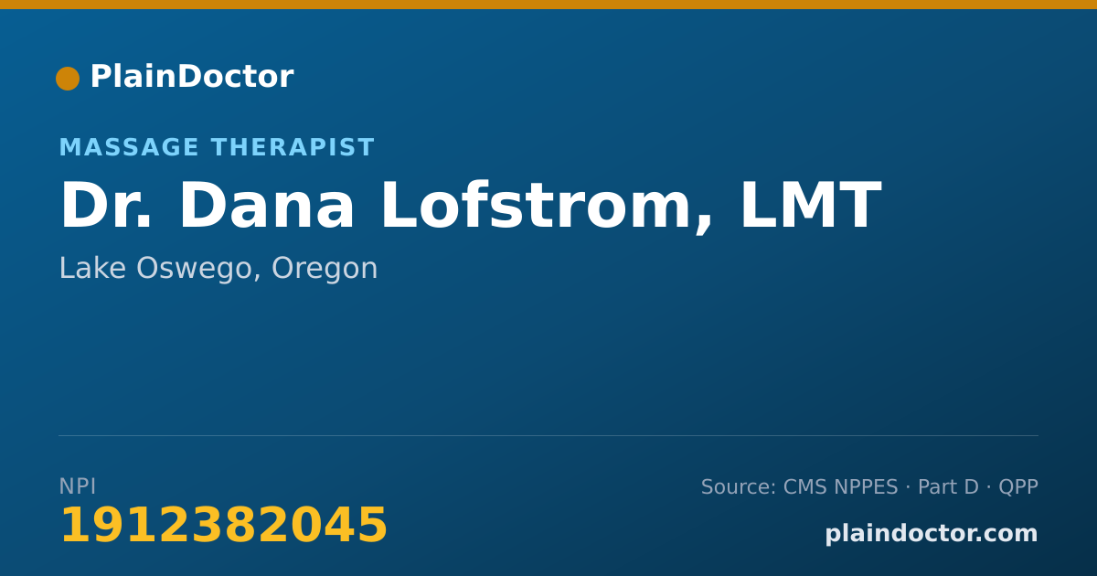 Shareable card for Dana Lofstrom, LMT - Massage Therapist, Lake Oswego, OR