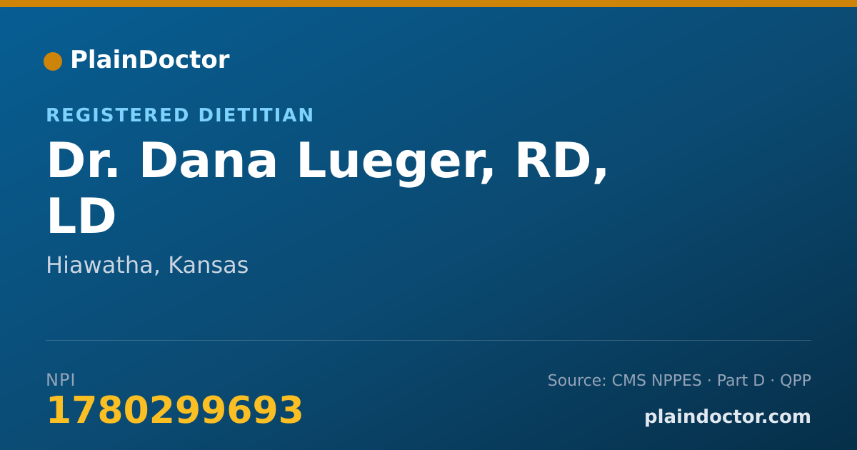 Shareable card for Dana Lueger, RD, LD - Registered Dietitian, Hiawatha, KS