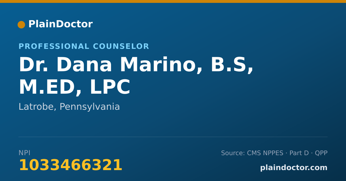 Shareable card for Dana Marino, B.S, M.ED, LPC - Professional Counselor, Latrobe, PA