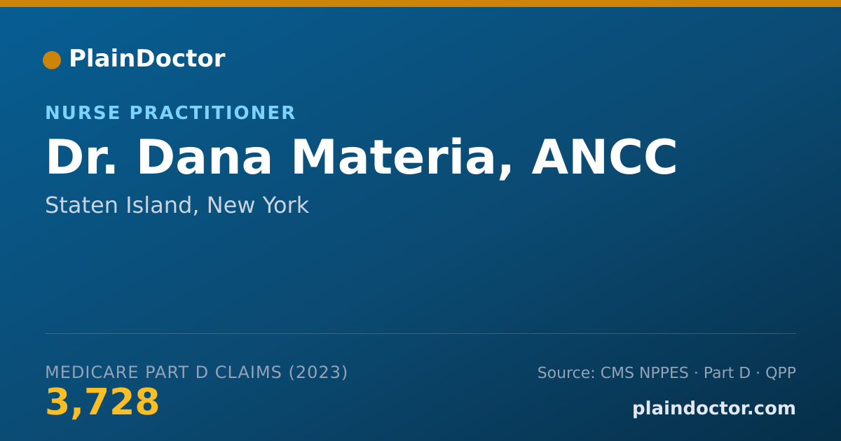 Shareable card for Dana Materia, ANCC - Nurse Practitioner, Staten Island, NY